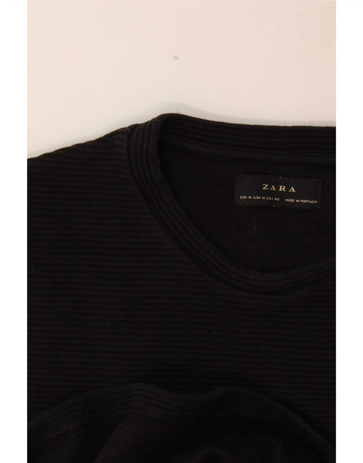 Zara Mens Top Long Sleeve Medium Black Striped