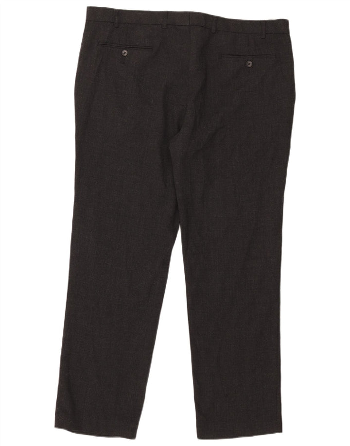 Marks & Spencer Mens Tailored Straight Suit Trousers W40 L31 Grey Wool