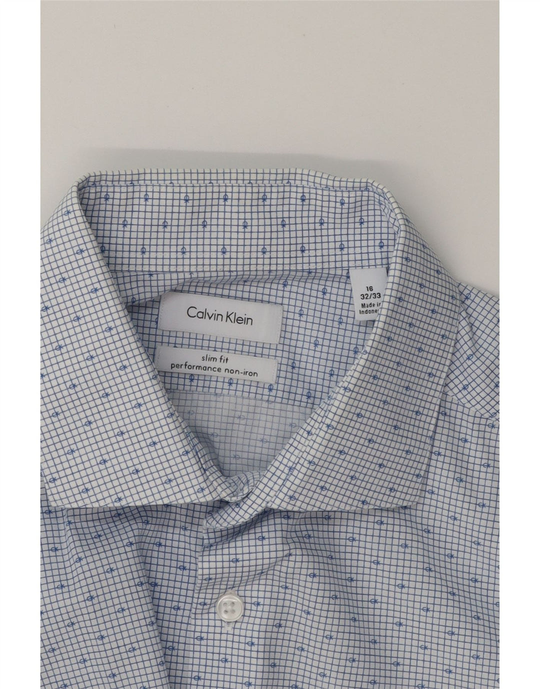CALVIN KLEIN Mens Abstract Pattern Slim Fit Shirt Size 16 Large Blue Vintage Calvin Klein and Second-Hand Calvin Klein from Messina Hembry 