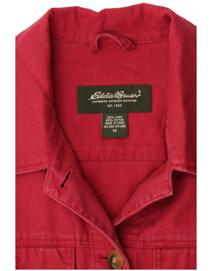 Eddie Bauer Womens Bomber Jacket UK 14 Medium Red Linen