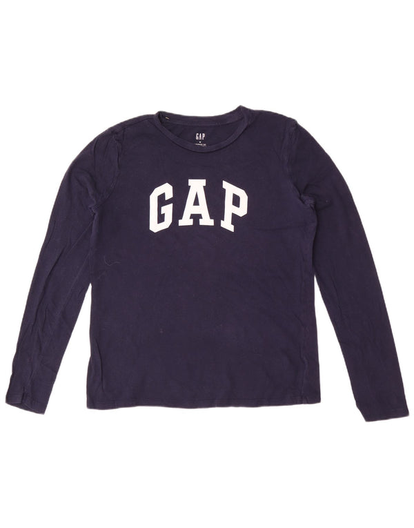 Gap Womens Graphic Top Long Sleeve UK 14 Medium Navy Blue