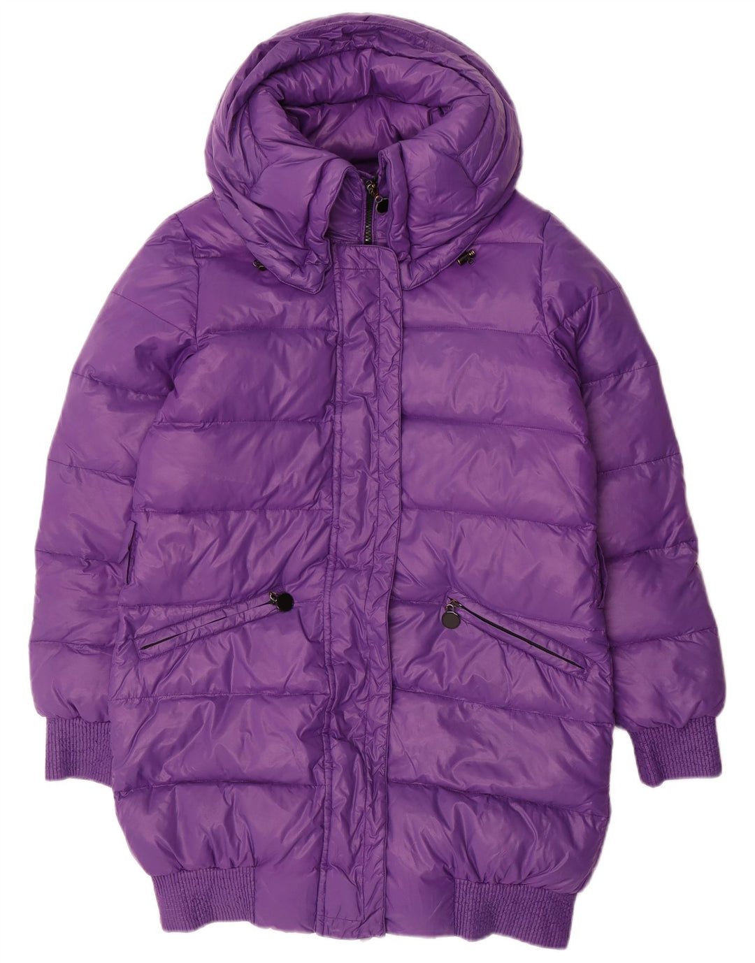 Benetton Womens Hooded Padded Coat UK 10 Small Purple