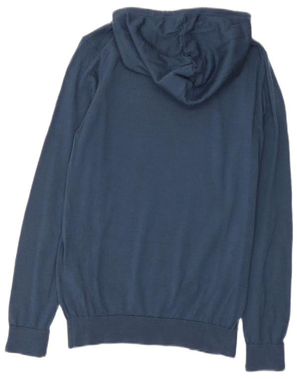 Reiss Damen Kapuzenpullover UK 12 Mittelmarineblaue Merinowolle