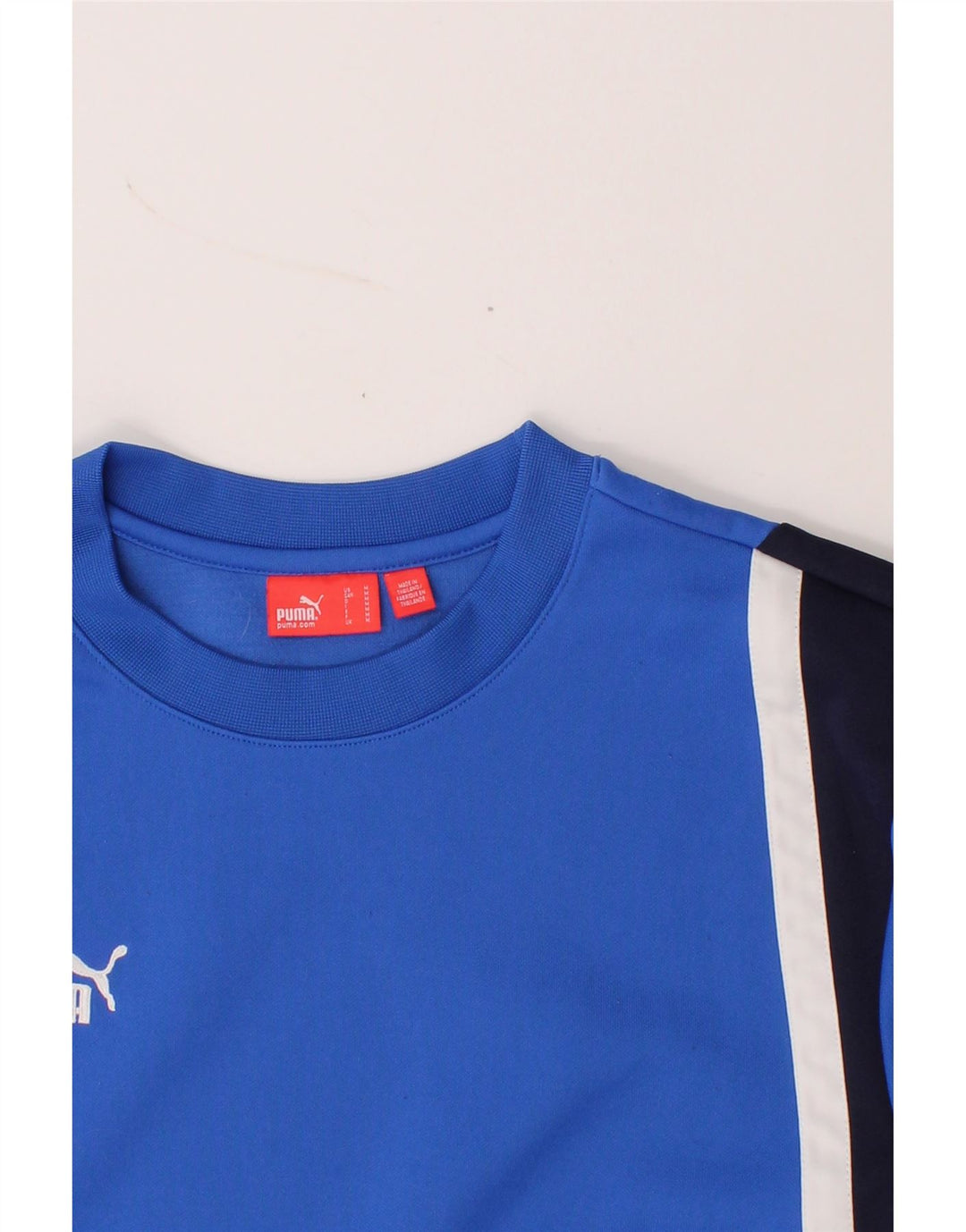 PUMA Mens Top Long Sleeve Medium Blue Colourblock Polyester Vintage Puma and Second-Hand Puma from Messina Hembry 