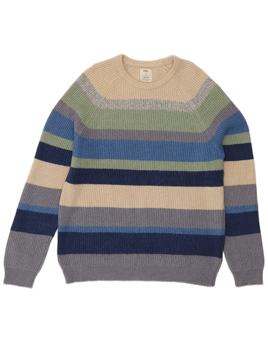 Marks & Spencer Herretrøjetrøje med rund hals, medium flerfarvet stribet