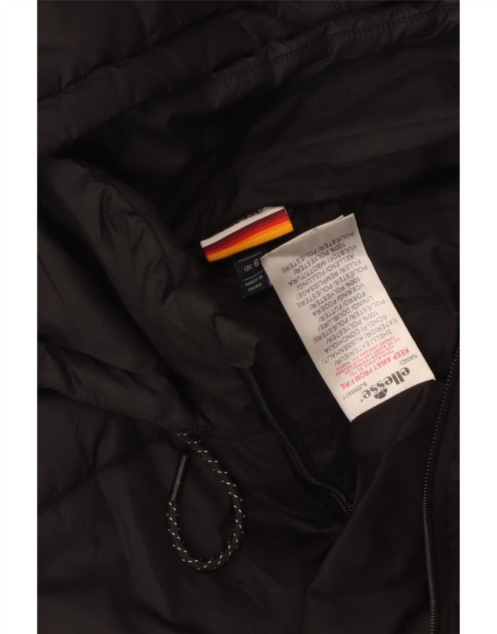 Ellesse Womens Oversized Crop Hooded Padded Jacket UK 6 XS Black Polyester