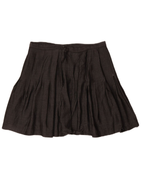 Marks & Spencer Womens Pleated A-Line Skirt UK 18 XL W32 Grey Viscose