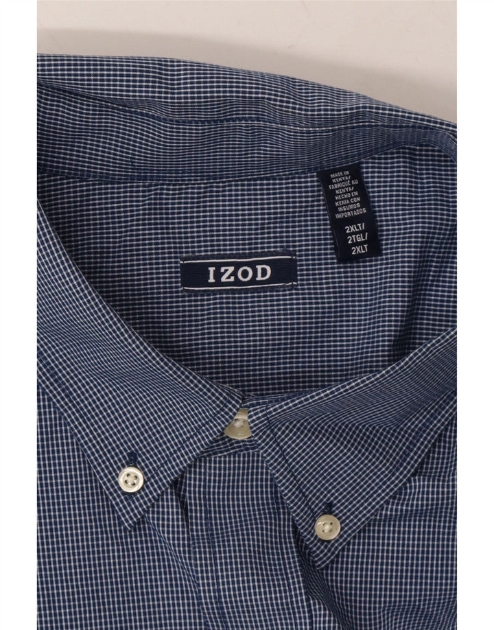 IZOD Mens Shirt 2XL Navy Blue Check Cotton Vintage Izod and Second-Hand Izod from Messina Hembry 
