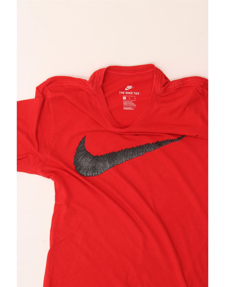 NIKE Mens Athletic Cut Graphic T-Shirt Top Medium Red Cotton Vintage Nike and Second-Hand Nike from Messina Hembry 
