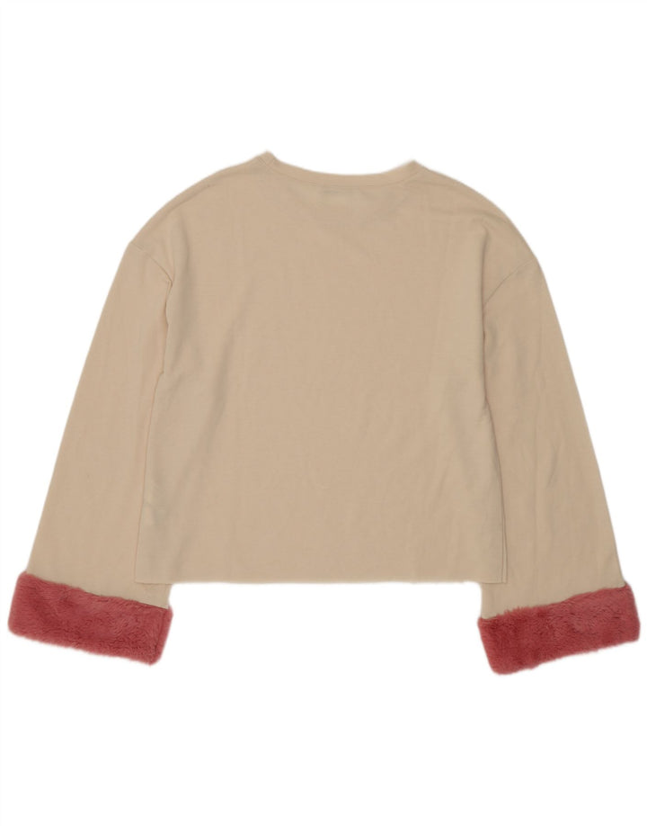 Zara Womens Oversized Top Long Sleeve UK 10 Small Beige Colourblock