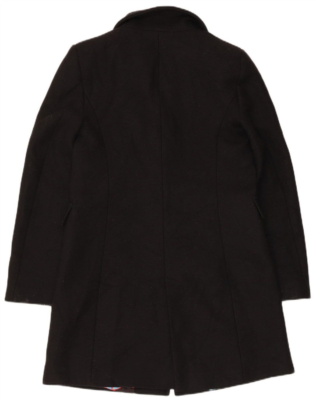 Zara Womens Overcoat UK 6 XS Black Wool
