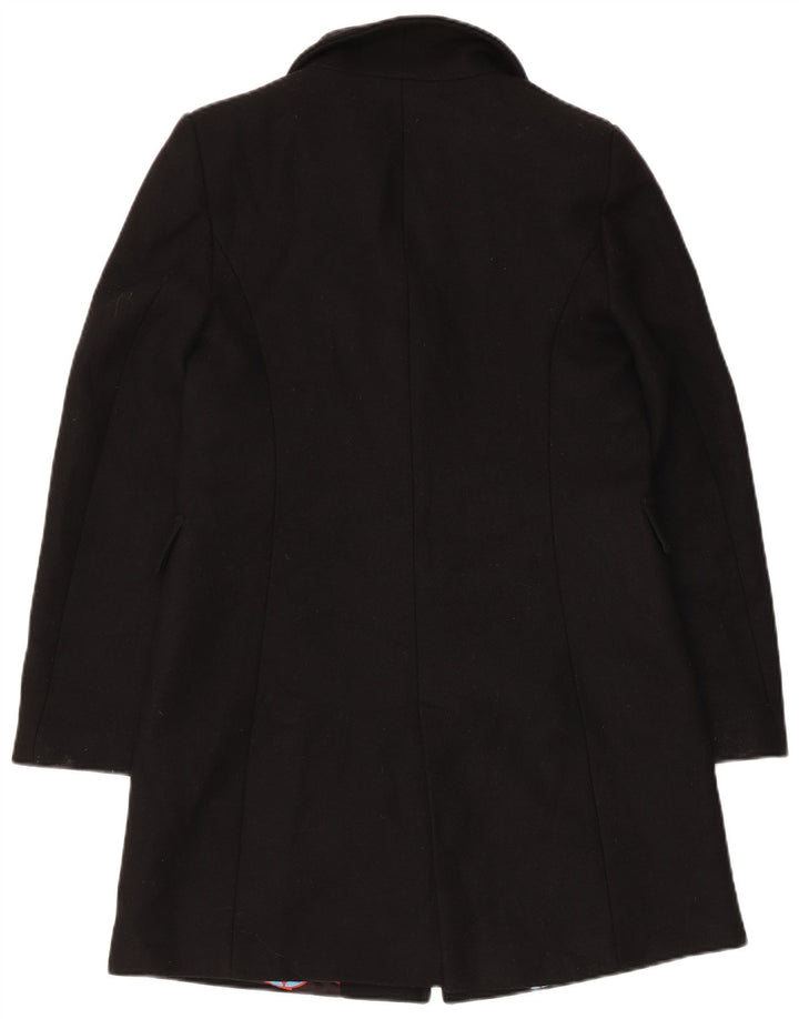 Zara Womens Overcoat UK 6 XS Black Wool