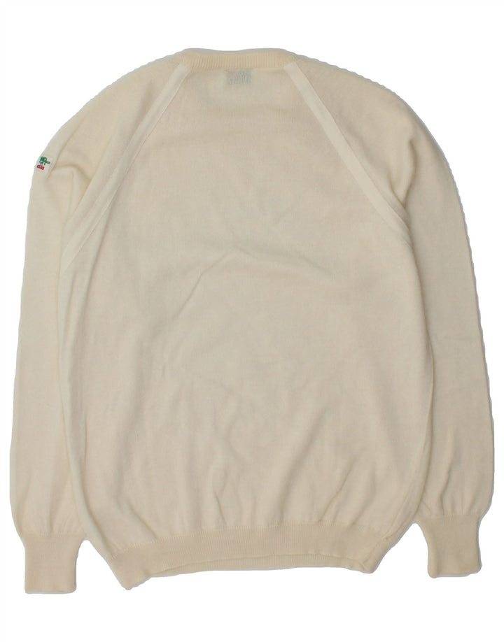GREEN Womens Crew Neck Jumper Sweater UK 14 Medium Off White Wool Vintage Green and Second-Hand Green from Messina Hembry 