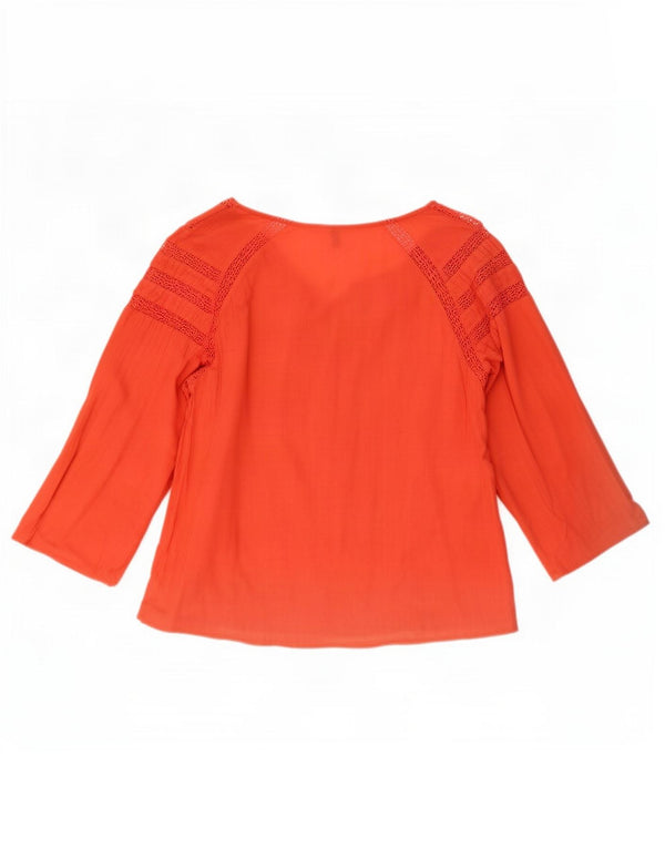 Bluză Benetton pentru femei cu mâneci 3/4, UK 10 Small Orange Geometric
