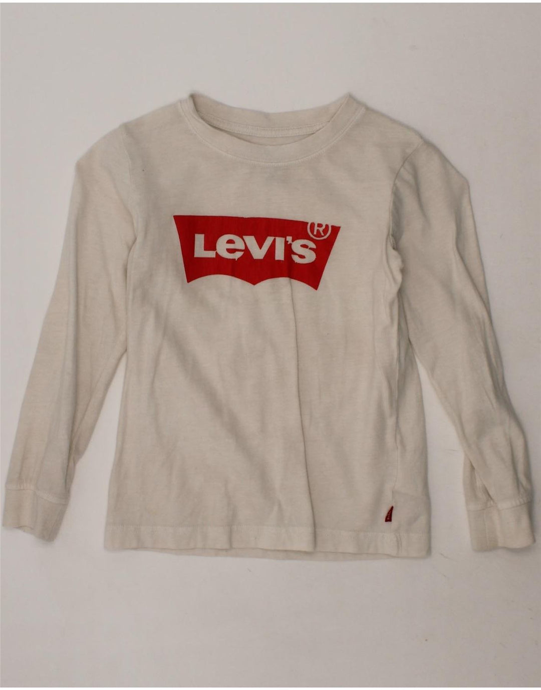 LEVI'S Boys Graphic Top Long Sleeve 4-5 Years Off White Cotton Vintage Levi's and Second-Hand Levi's from Messina Hembry 