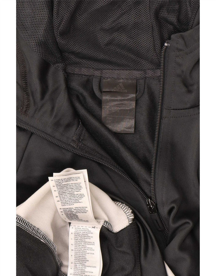 Adidas Mens Zip Hoodie Sweater Small Grey Colourblock Polyester