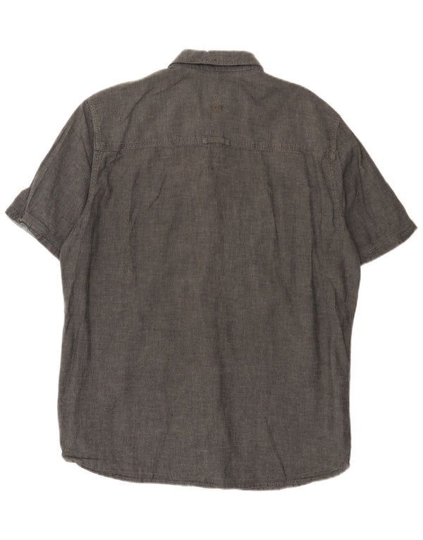Fat Face Mens Short Sleeve Classic Fit Shirt Medium Grey Cotton