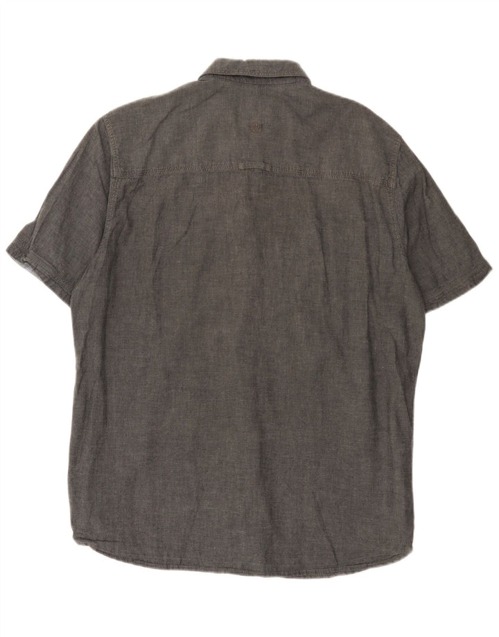 Fat Face Mens Short Sleeve Classic Fit Shirt Medium Grey Cotton