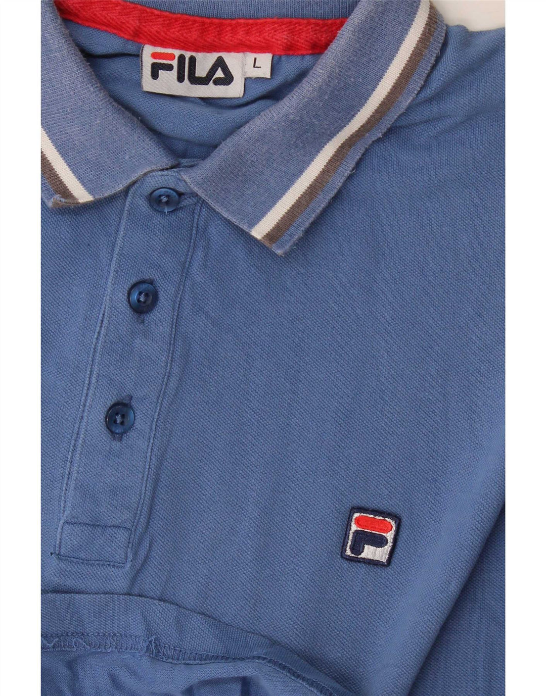Fila Mens Polo Shirt Large Blue Striped