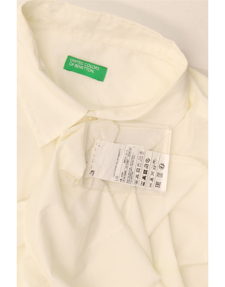 Benetton Herren-Kurzarmhemd, groß, aus weißer Baumwolle