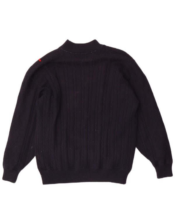 Maglione da uomo Pringle a collo alto, maglione grande, in lana a righe blu navy