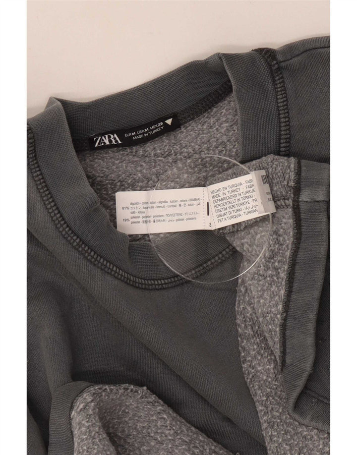 Zara Mujer Crop Sudadera Extragrande Jersey UK 44 Algodón Gris Medio