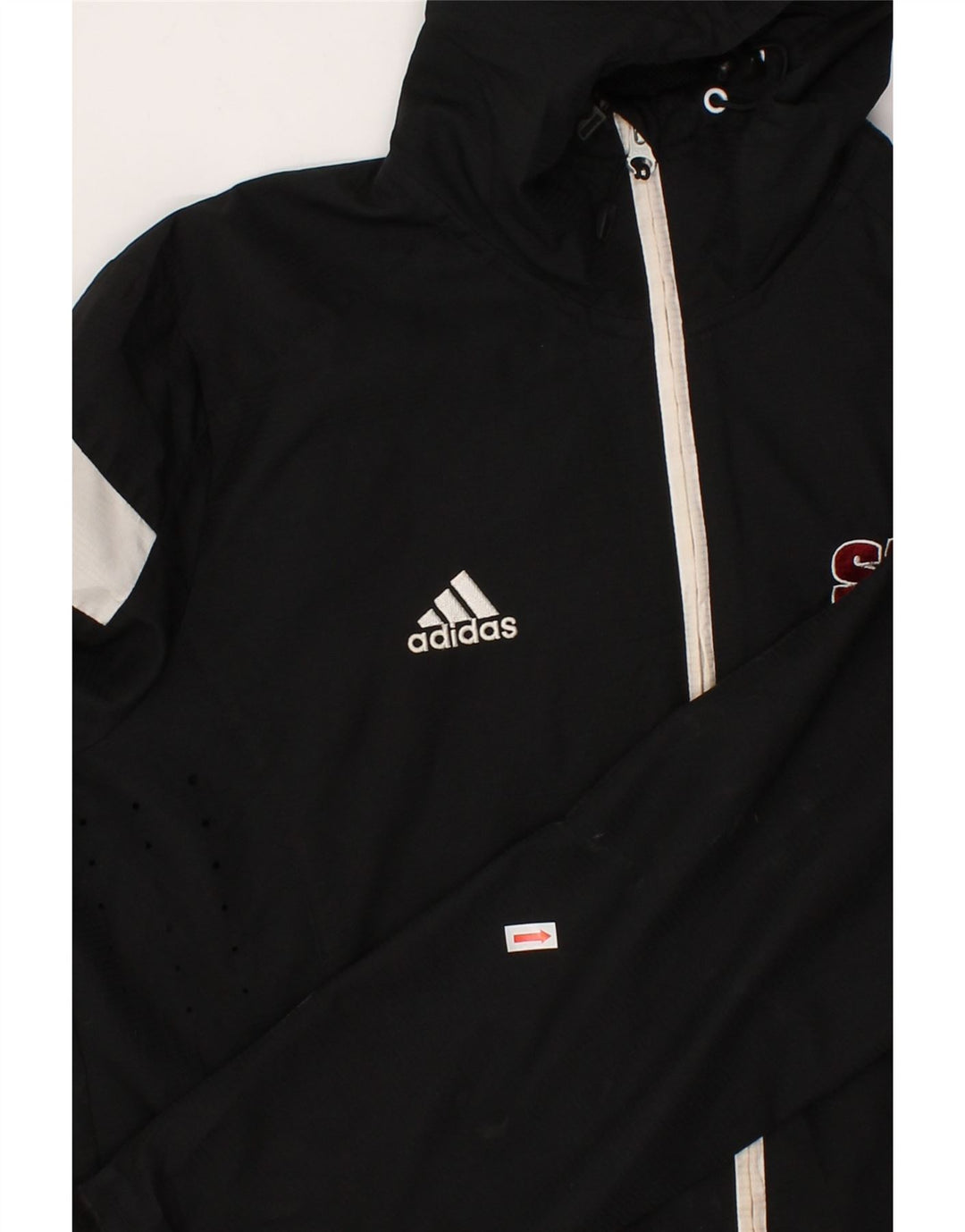 ADIDAS Mens Hooded Rain Jacket UK 38 Medium Black Colourblock Polyester Vintage Adidas and Second-Hand Adidas from Messina Hembry 