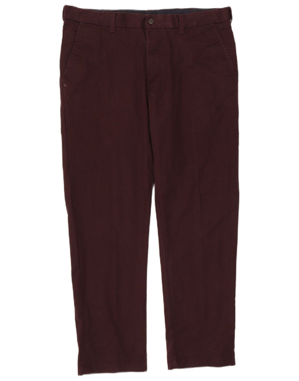 Marks & Spencer Mens Straight Chino Trousers W38 L31 Burgundy Cotton