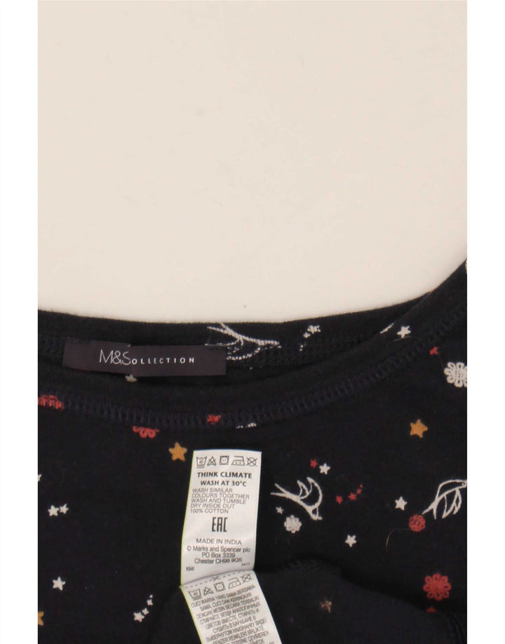 Marks & Spencer Womens Abstract Pattern Top 3/4 Sleeve UK 20 2XL Navy Blue