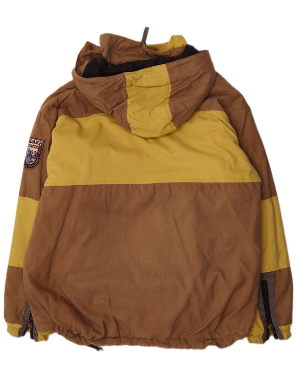 Ladakh Mens Hooded Anorak Ski Jacket IT 54 2XL Brown Colourblock Nylon