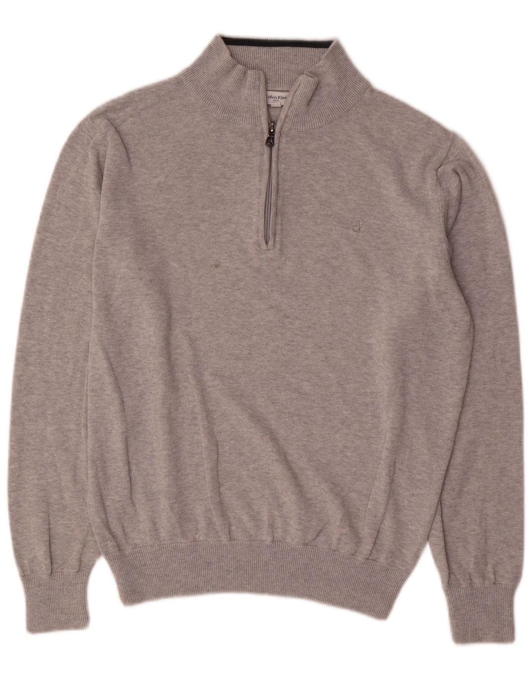 Calvin Klein Mens Zip Neck Jumper Sweater Medium Grey Cotton