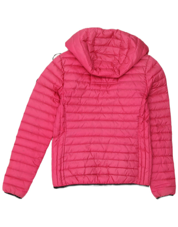 Superdry Mujer Chaqueta Acolchada Con Capucha UK 40 Small Pink Nylon