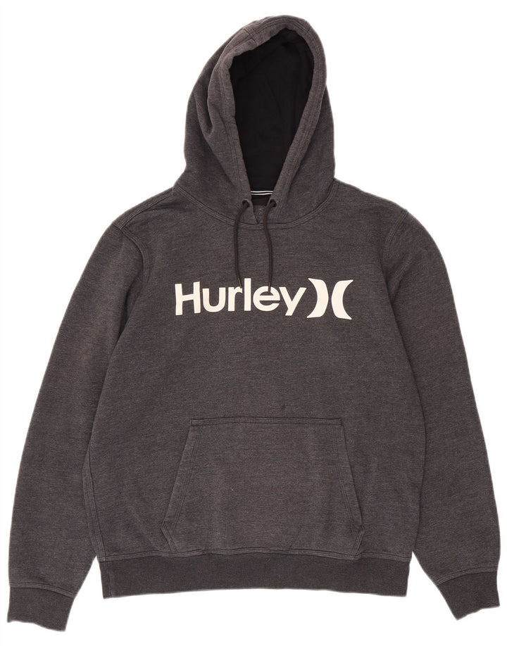 HURLEY Mens Graphic Hoodie Jumper Medium Grey Cotton