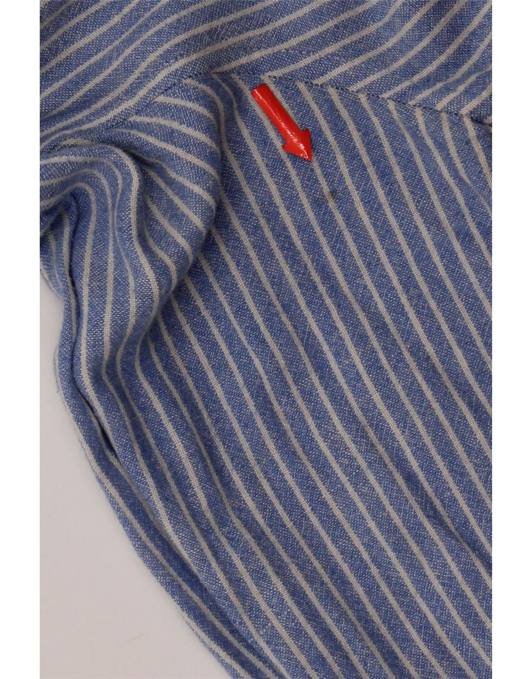 Crew Clothing Mens Shirt Medium Blue Pinstripe Linen