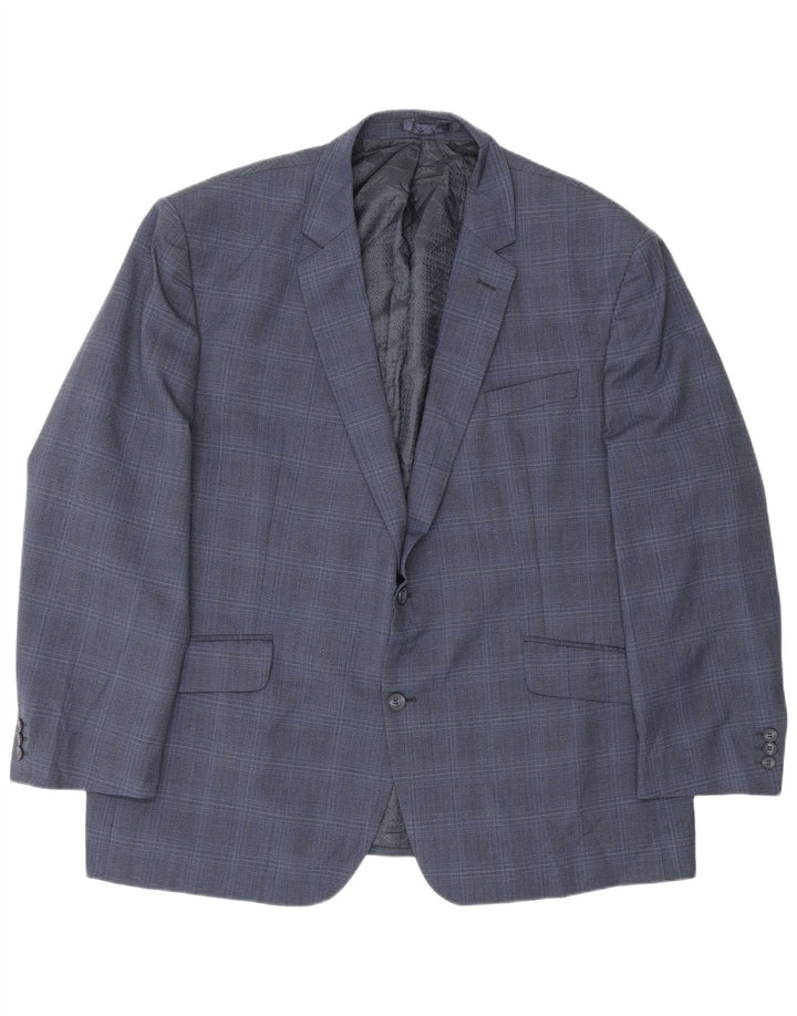 Pierre Cardin Mens 2 Button Blazer Jacket UK 50 5XL Navy Blue Check