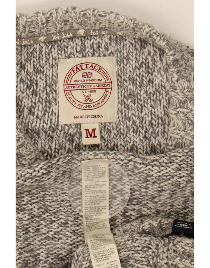 Maglione girocollo da uomo Fat Face in cotone chiazzato grigio medio