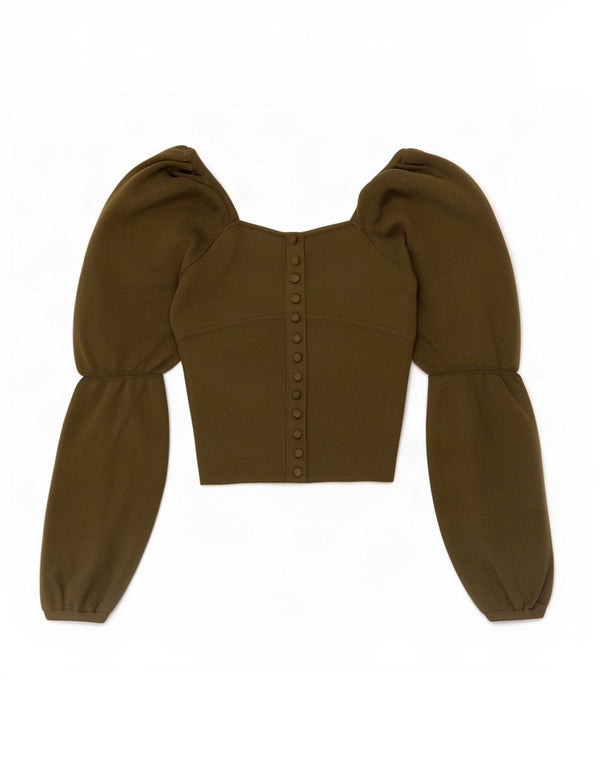 Top corto a maniche lunghe da donna Zara UK 8 Small verde