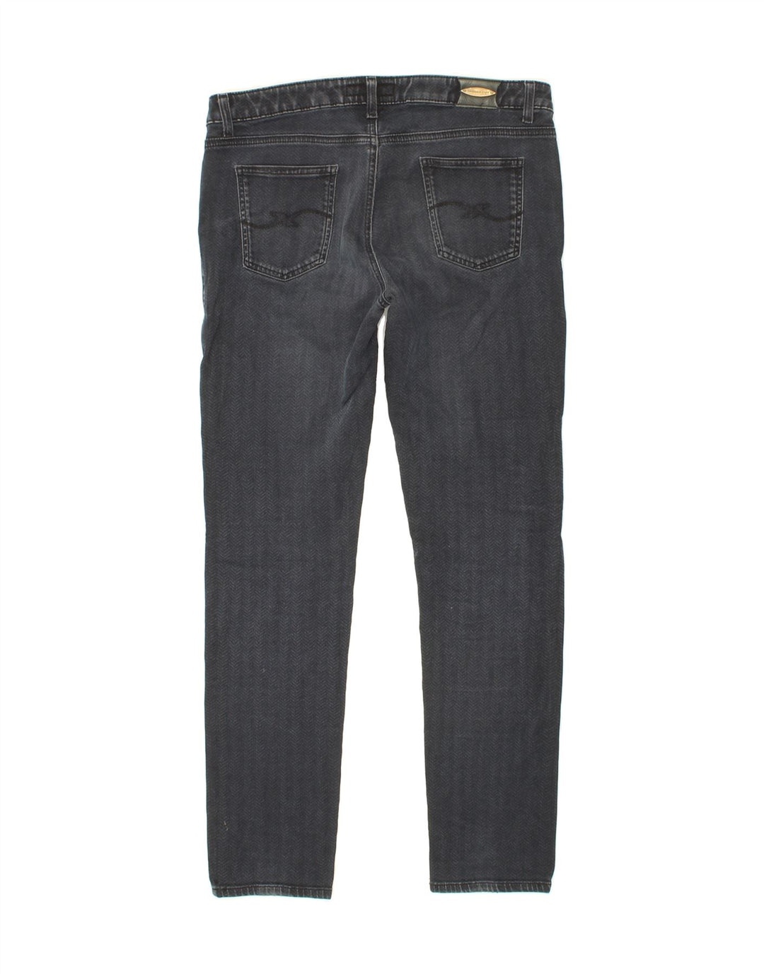 TRUSSARDI Womens Slim Jeans W32 L31 Blue Herringbone Vintage Trussardi and Second-Hand Trussardi from Messina Hembry 