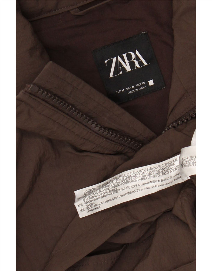 Giacca utility con cappuccio da uomo Zara UK 38 Nylon marrone medio