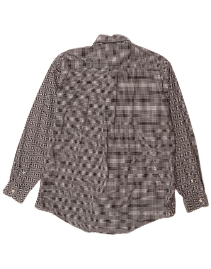 NAUTICA Mens Flannel Shirt Medium Navy Blue Houndstooth Cotton