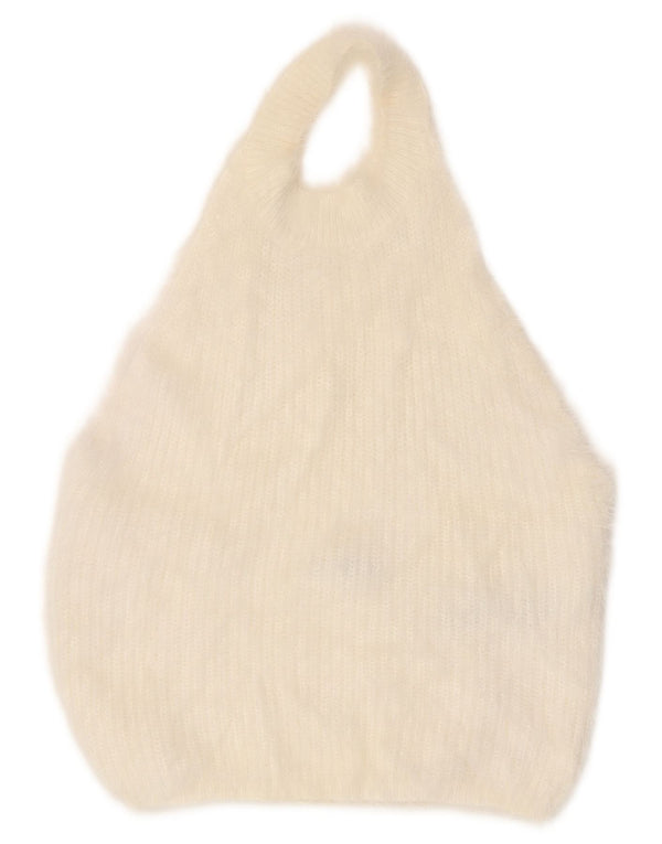 Top allacciato in maglia da donna Zara UK 14 grande nylon bianco