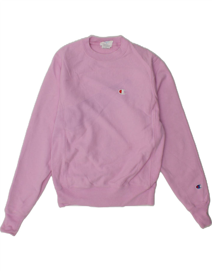 CHAMPION Womens Oversized Sweatshirt Jumper UK 6 XS Pink Cotton Vintage Champion and Second-Hand Champion from Messina Hembry 