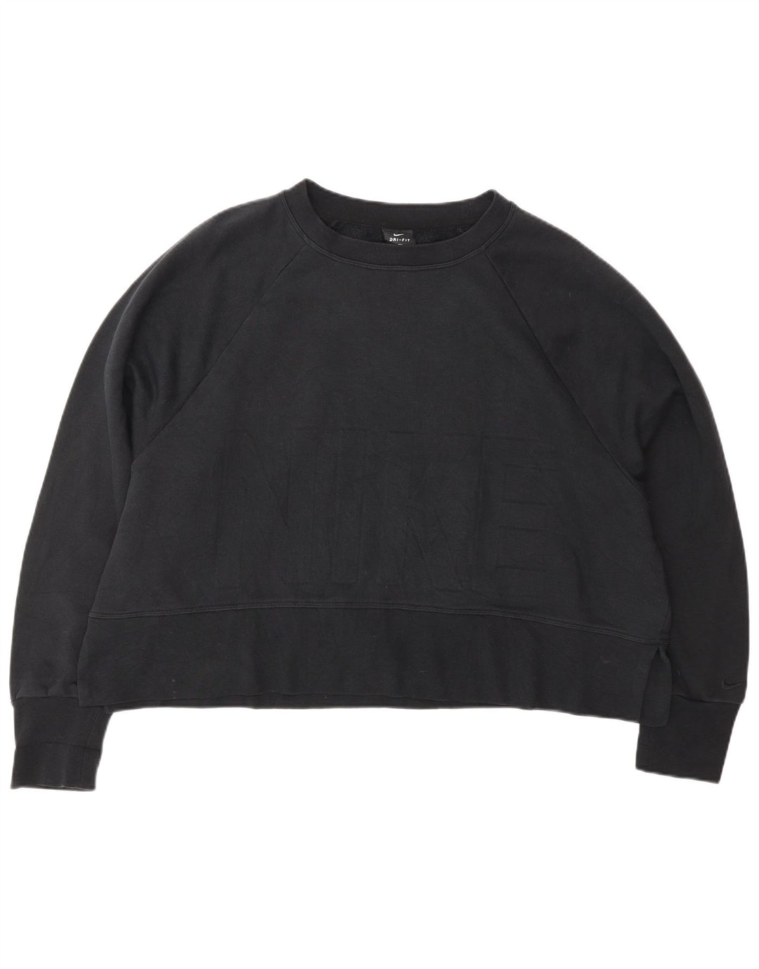 NIKE Womens Crop Oversized Graphic Sweatshirt Jumper UK 16 Large Black