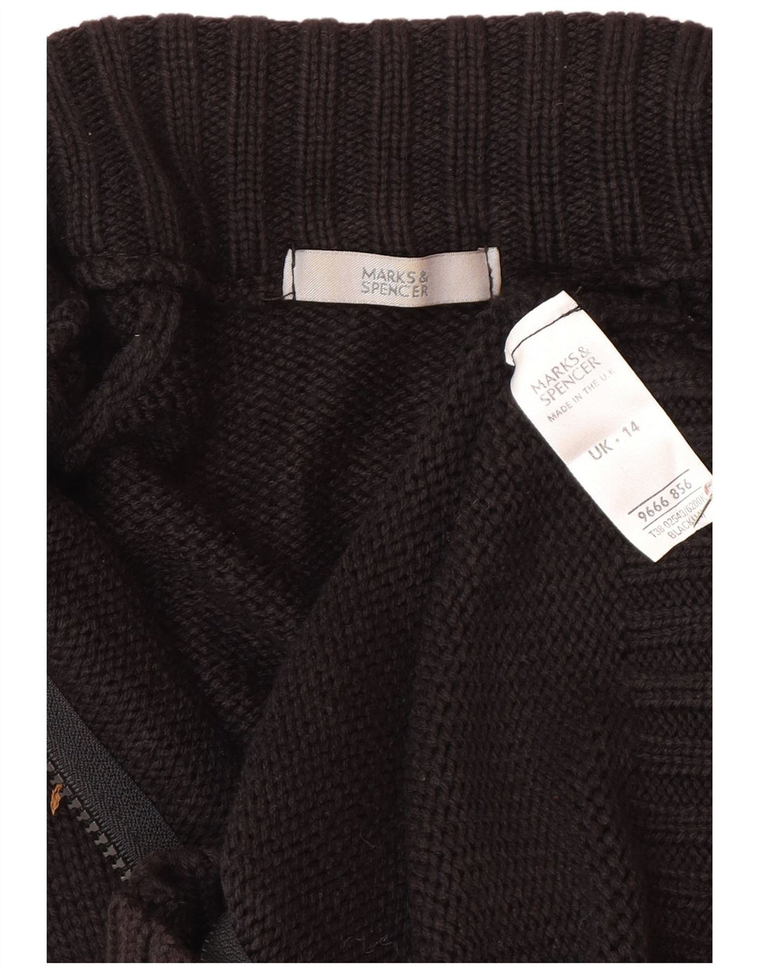 Marks & Spencer Damski sweter kardigan UK 14 Średni czarny akryl