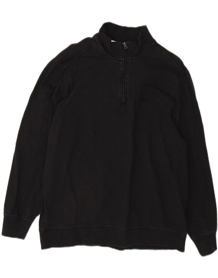 DOCKERS Mens Zip Neck Sweatshirt Jumper XL Black Cotton Vintage Dockers and Second-Hand Dockers from Messina Hembry 
