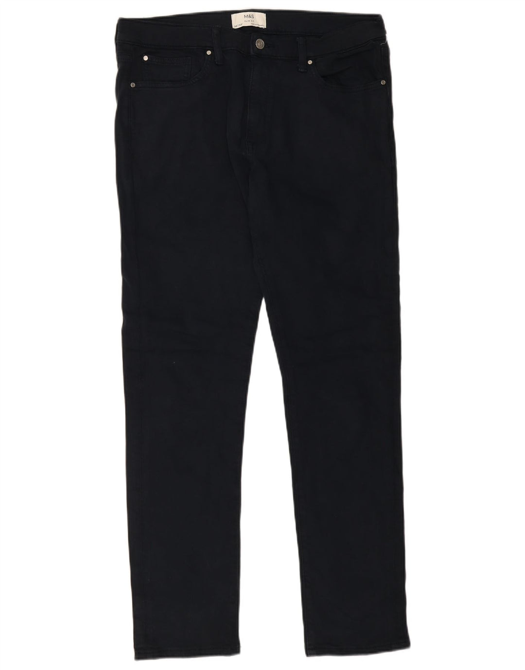 Jeans slim da uomo Marks & Spencer W36 L33 cotone blu navy