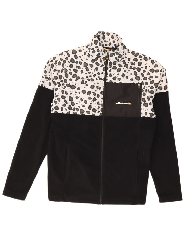 Ellesse Mens Fleece Jacket UK 36 Small Black Animal Print Polyester