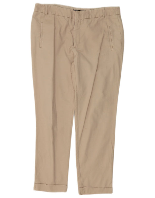 Zara Damen Slim Chinohose EU 42 Large W32 L27 Beige Baumwolle