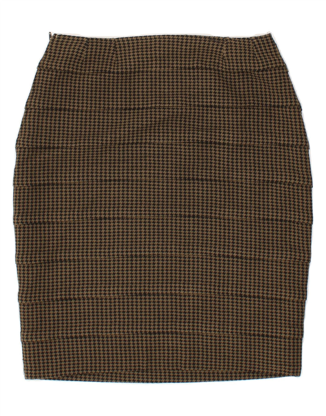 VINTAGE Womens Pencil Skirt IT 44 Medium W28  Khaki Houndstooth Vintage Vintage and Second-Hand Vintage from Messina Hembry 