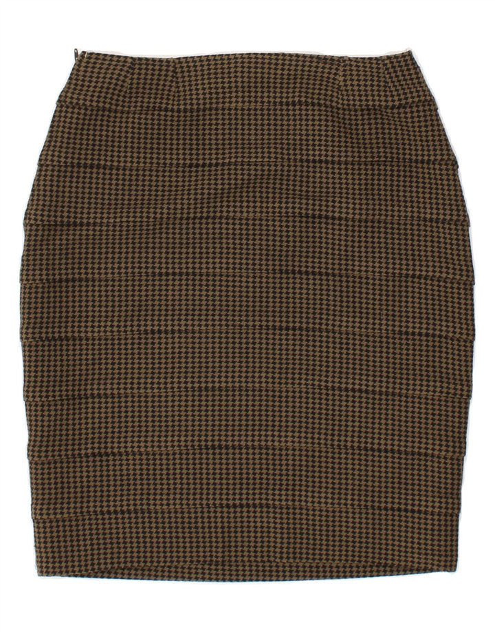 VINTAGE Womens Pencil Skirt IT 44 Medium W28  Khaki Houndstooth Vintage Vintage and Second-Hand Vintage from Messina Hembry 